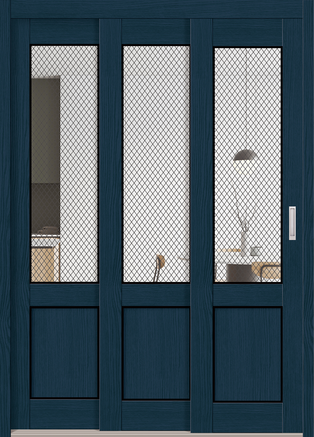 Deep Blue(Wired Glass Door with a Bottom Panel)